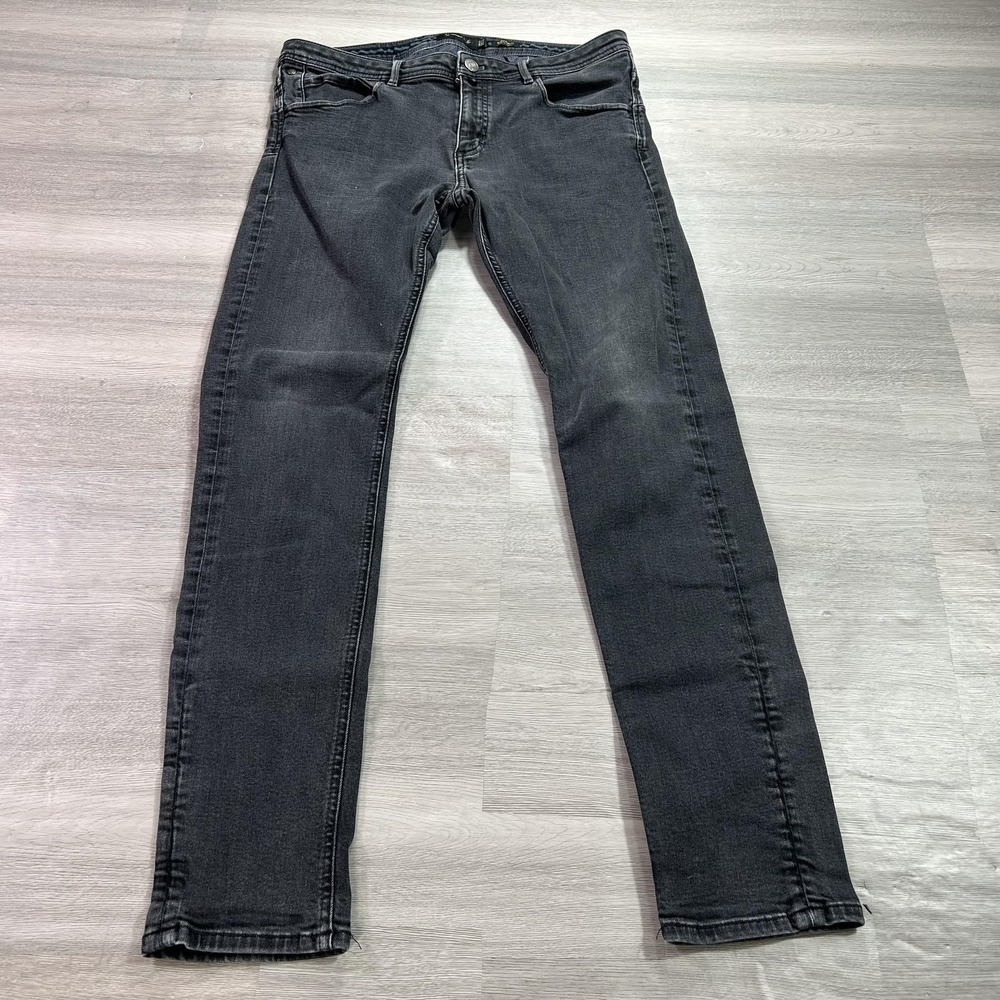 Massimo Dutti Extra Slim Fit Jeans Mens‎ 34x32 Gray Stretch Denim Charcoal Wash